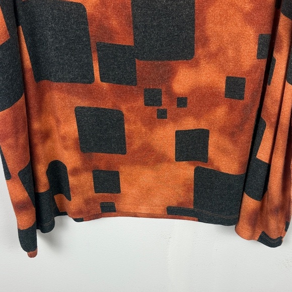 Ozai N Ku Bold Orange and Black Oversized Squared Patterned Tunic Top Size XL - Picture 7 of 10
